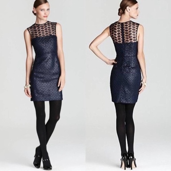 WOMEN’S DVF DIANE VON FURSTENBERG KINCHU SG LACE COCKTAIL SHEATH DRESS SMALL - Picture 3 of 13